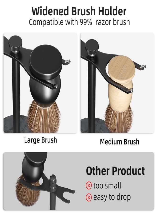 pickpiff Safety Razor Stand with Brush Holder, Marble Base with Black Metal Holder Heavy Duty, Extra Wide Openings, Fits Most Brushes and All Kinds Of Razors - Image 3