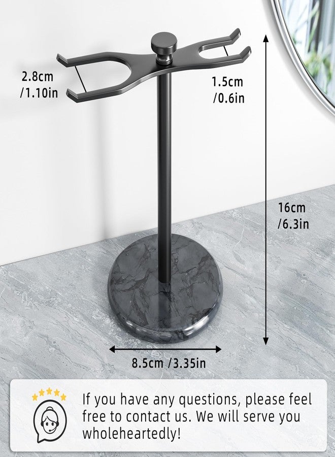 pickpiff Safety Razor Stand with Brush Holder, Marble Base with Black Metal Holder Heavy Duty, Extra Wide Openings, Fits Most Brushes and All Kinds Of Razors - Image 4