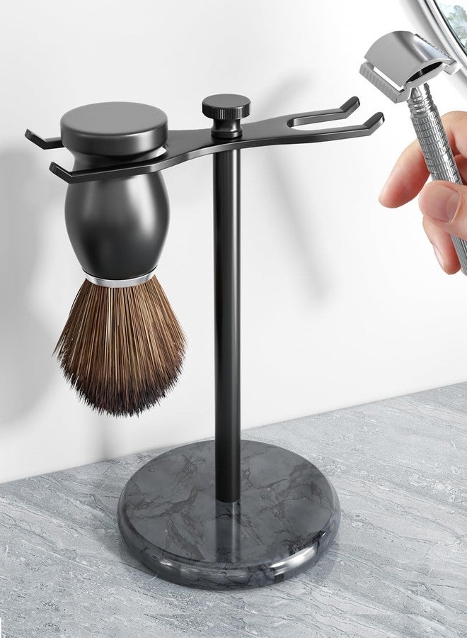 pickpiff Safety Razor Stand with Brush Holder, Marble Base with Black Metal Holder Heavy Duty, Extra Wide Openings, Fits Most Brushes and All Kinds Of Razors - Image 1