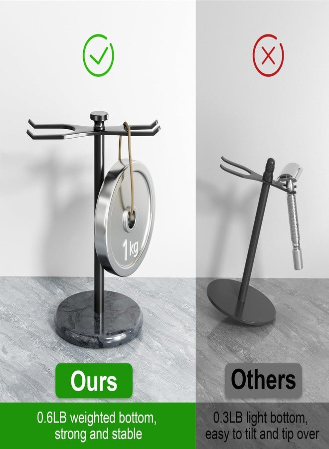 pickpiff Safety Razor Stand with Brush Holder, Marble Base with Black Metal Holder Heavy Duty, Extra Wide Openings, Fits Most Brushes and All Kinds Of Razors - Image 5