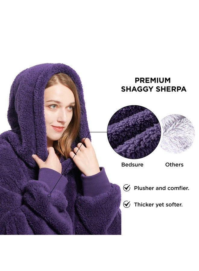 Bedsure Bedsure Wearable Blanket Hoodie Mothers Day Gifts for Women, Warm Cozy Hoodie Blanket Sweatshirt for Adult Women Men, Dark Purple - Image 1