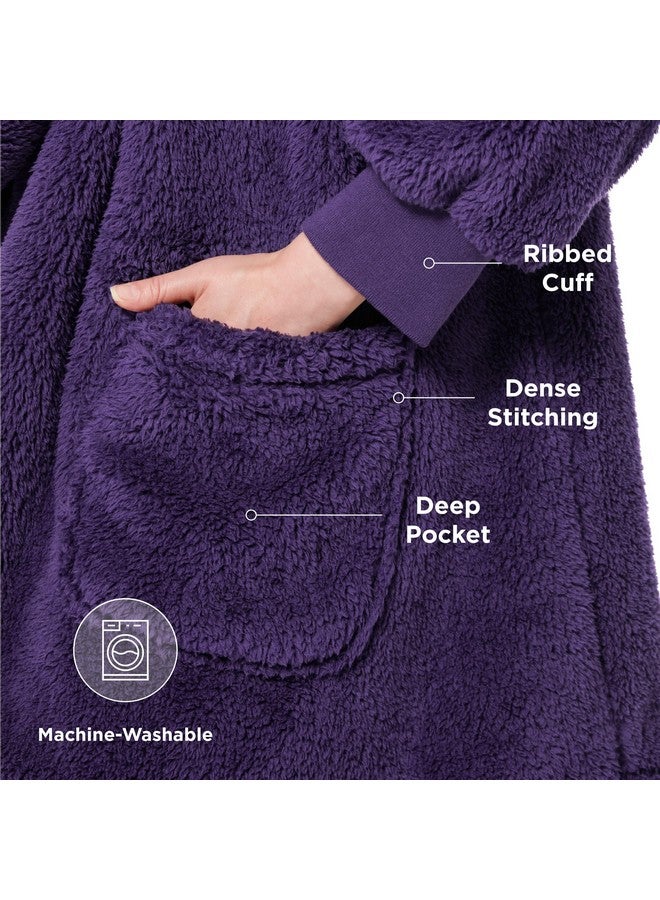 Bedsure Bedsure Wearable Blanket Hoodie Mothers Day Gifts for Women, Warm Cozy Hoodie Blanket Sweatshirt for Adult Women Men, Dark Purple - Image 2