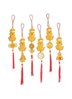 6pcs Chinese New Year Snake Ornaments 2025 Year Lucky Charms Red Hanging Tassels Fengshui Decor Good Luck Charms Chinese Knot Decoration for Bonsai Wealth Fortune Success Car