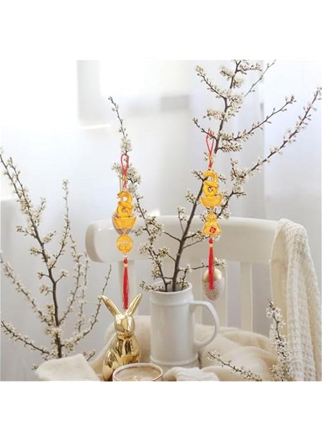 Generic - 6pcs Chinese New Year Snake Ornaments 2025 Year Lucky Charms Red Hanging Tassels Fengshui Decor Good Luck Charms Chinese Knot Decoration for Bonsai Wealth Fortune Success Car - Image 1