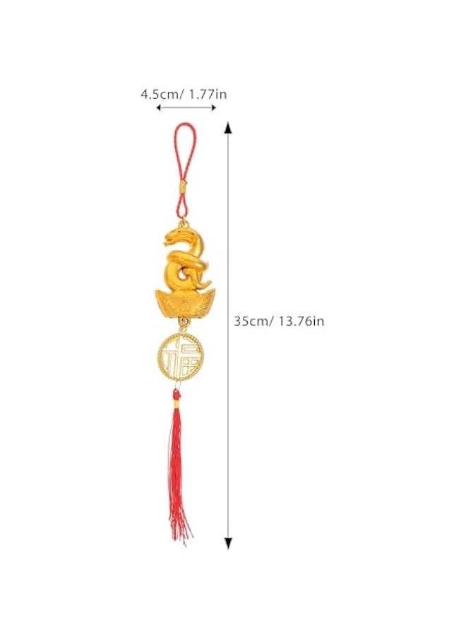 Generic - 6pcs Chinese New Year Snake Ornaments 2025 Year Lucky Charms Red Hanging Tassels Fengshui Decor Good Luck Charms Chinese Knot Decoration for Bonsai Wealth Fortune Success Car - Image 1