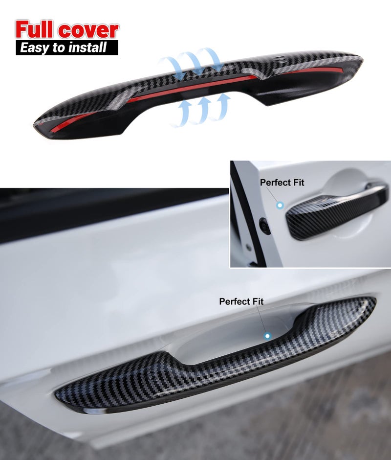 Thenice for 11th Gen Civic Accessories Door Handle Cover Exterior Handle Protection for Honda Civic 2022-2024, Accord/CR-V/HR-V 2023 2024 with Auto Lock -Carbon Fiber Grain - Image 4