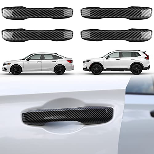 Thenice for 11th Gen Civic Accessories Door Handle Cover Exterior Handle Protection for Honda Civic 2022-2024, Accord/CR-V/HR-V 2023 2024 with Auto Lock -Carbon Fiber Grain - Image 1