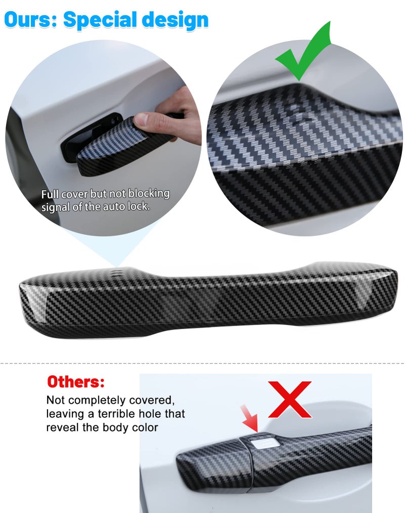 Thenice for 11th Gen Civic Accessories Door Handle Cover Exterior Handle Protection for Honda Civic 2022-2024, Accord/CR-V/HR-V 2023 2024 with Auto Lock -Carbon Fiber Grain - Image 5