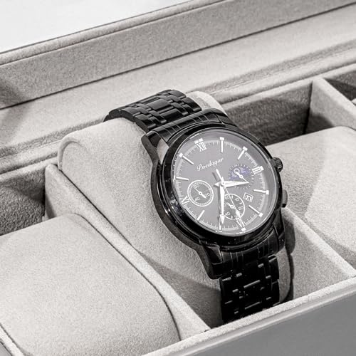 ProCase Watch Box for Men, 6 Slot Mens Watch Case, Watch Storage Watch Holder Organizer for Men, Watch Display Case With Glass Lid -6 Slot, Grey - Image 4