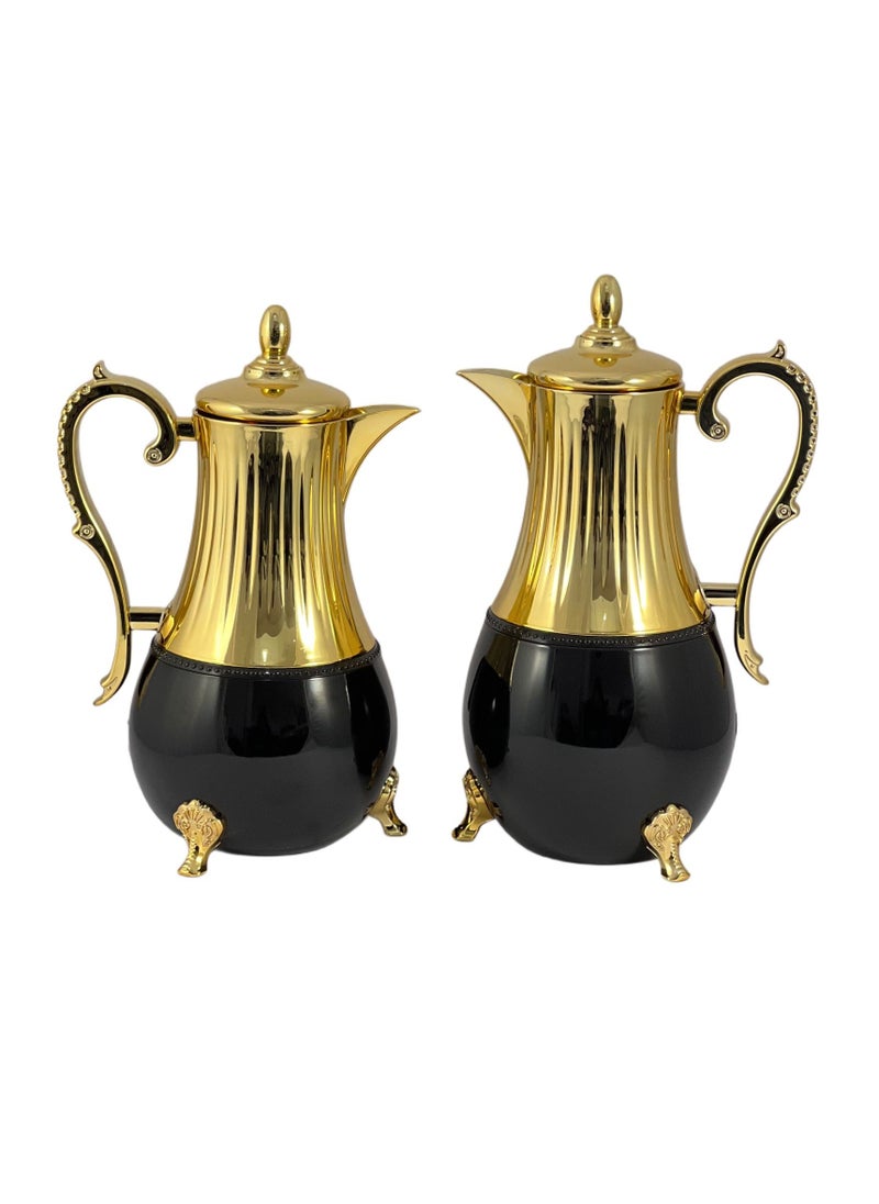 Home Maker Flask 0.75L/1L 2-Piece Set - Stainless Steel Black/Gold  - Image 2