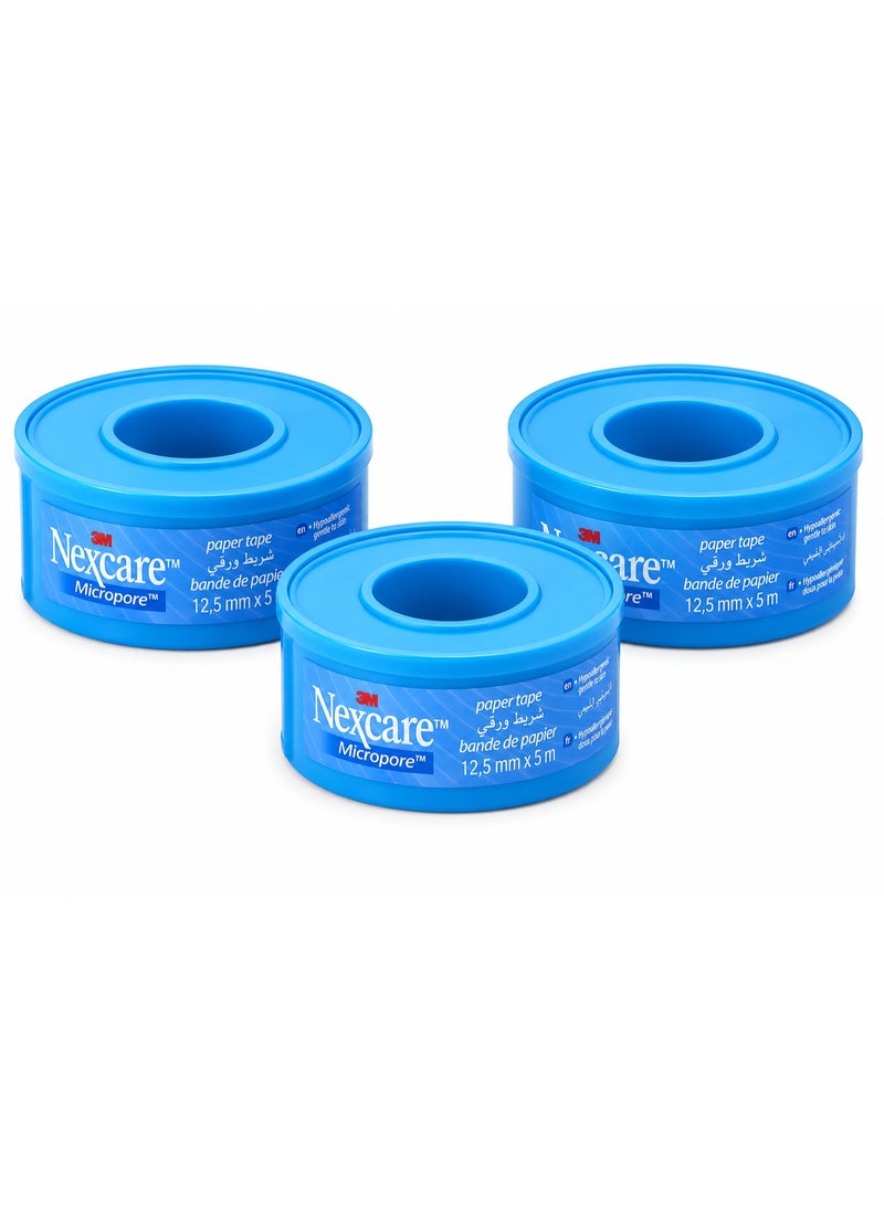 Nexcare Micropore Paper Tape 12.5 Mm X 5 M 3PCS