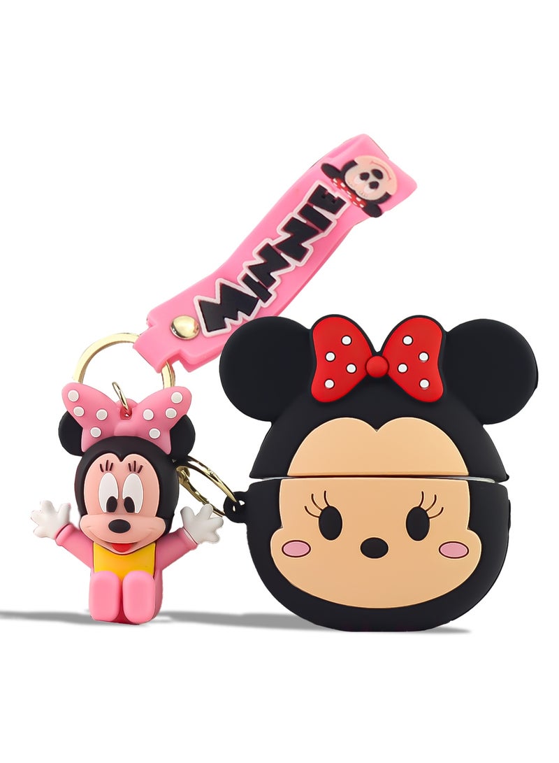 Case Soft Silicone Shockproof Cover for Apple Airpods Pro 2 New 3D Cute Cartoon Creative Fun Case Skin with Keychain Design Charging Case (Minnie Pink)