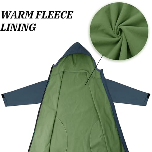 Oksun Oversized Waterproof Swim Parka: Windproof Warm Swimming Coat - Water Resistant Jacket - Thin Fleece Lined Surf Poncho (L-XL, Navy) - Image 4