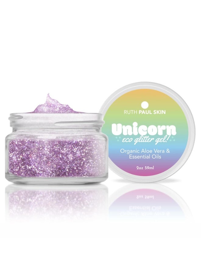 RUTH PAUL SKIN Unicorn Face, Body Glitter Gel: for Women & Girls | Biodegradable Holographic Purple Body Glitter | Fine Glitter in Aloe Vera Gel Base with Essential Oil | by Ruth Paul Skin 2oz  - Image 1