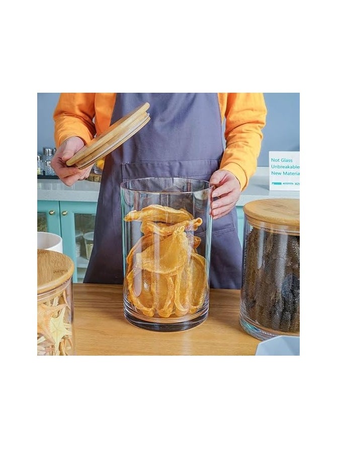 Spaceshoop Acrylic Storage Containers with Lids - Set of 2 Canisters - Airtight Acrylic Jars Wooden Lid for Sugar, Flour, Candy, Cookies, Rice, Pasta, Spices  - Image 3