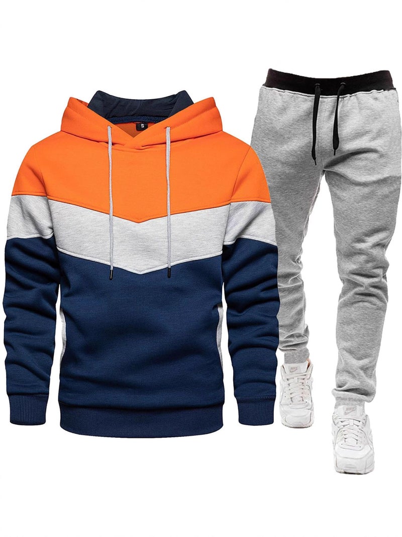 Men's 3-Tone Hoodie Sweatshirt Set with Jogger Pants - Image 5