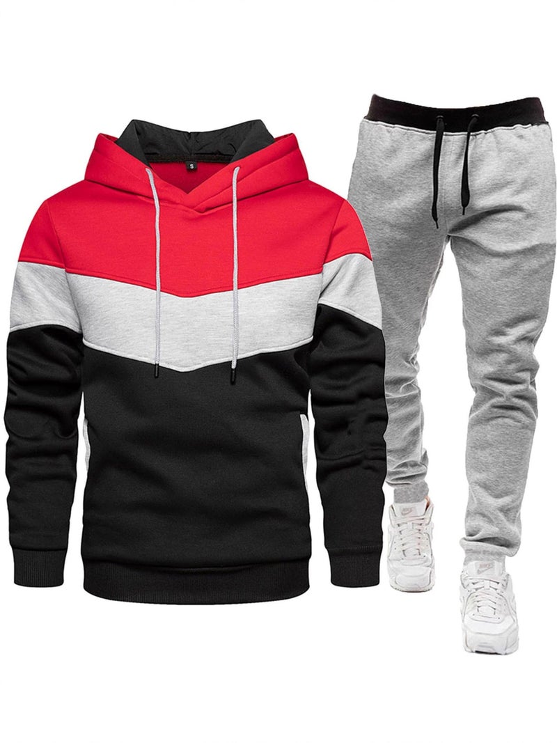 Men's 3-Tone Hoodie Sweatshirt Set with Jogger Pants - Image 1