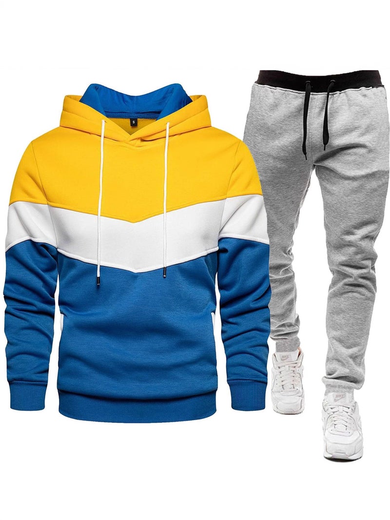 Men's 3-Tone Hoodie Sweatshirt Set with Jogger Pants - Image 4