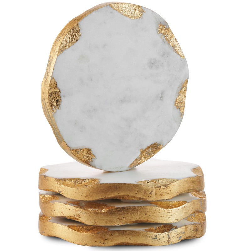 Godinger Round Coasters Gold Edge, Marble Coaster Set, Table Protection, Set of 4 - Image 5
