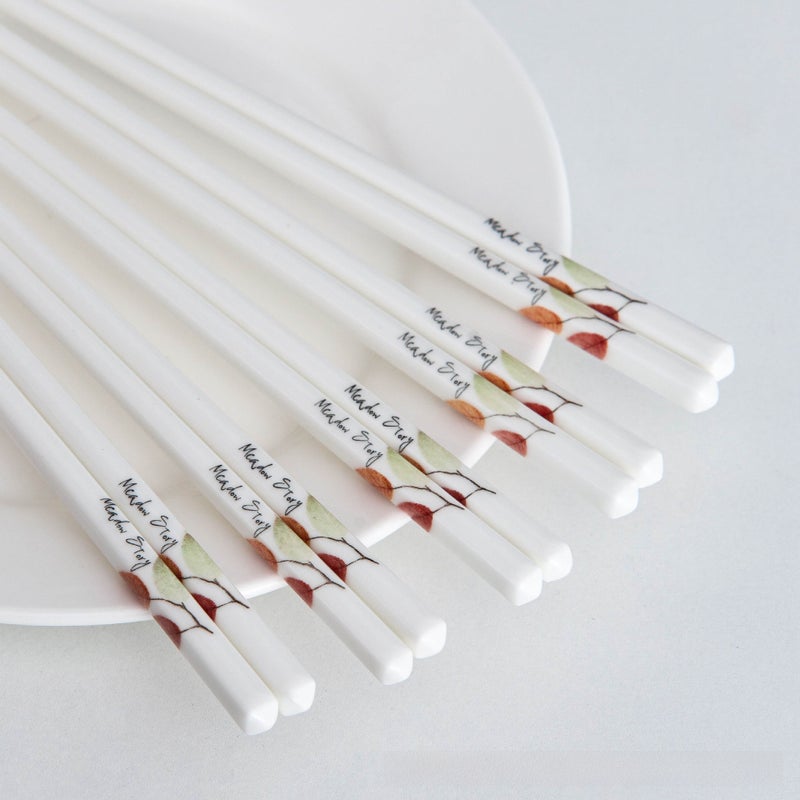 Ceramic Chopsticks Non-slip Heat-resistant Lucky Grass 
