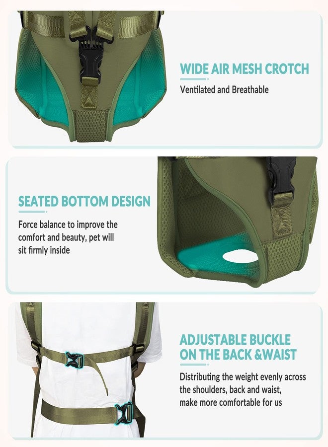Lukovee Dog Backpack Carrier, Legs Out Easy-fit Dog Front Carrier for Small Medium Dogs, Adjustable Hands Free Dog Chest Carrier for Hiking Cycling (Green-4,Large) - Image 5