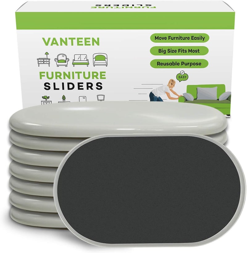 Vanteen 8 Pieces Furniture Sliders, 9 1/2" Sliders for Carpet Hardwood Floors Large Heavy Furniture, Reusable Heavy-Duty Gliders Movers Plastic Moving Pads Protectors (8 PCS 9 1/2" Beige) - Image 1