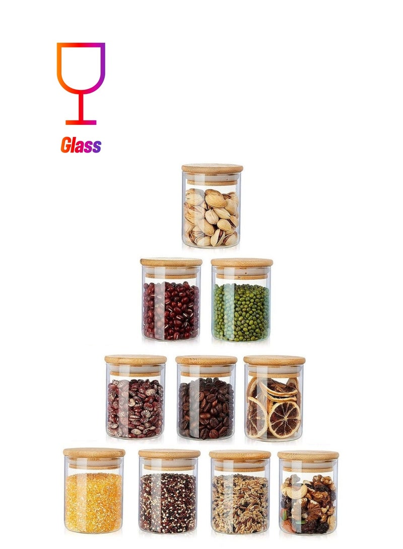 1Chase 10 Pcs Borosilicate Glass Spice Jar With Bamboo Lids 180 ML - Image 1