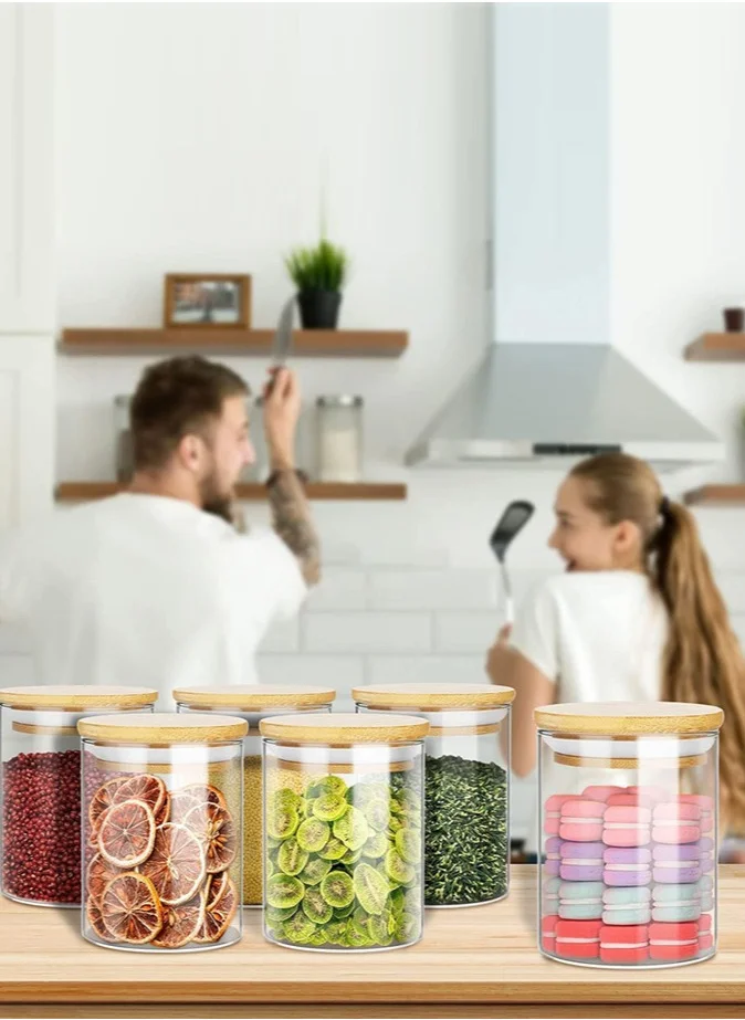 1 تشيس 10 Pcs Borosilicate Glass Spice Jar With Bamboo Lids 180 ML