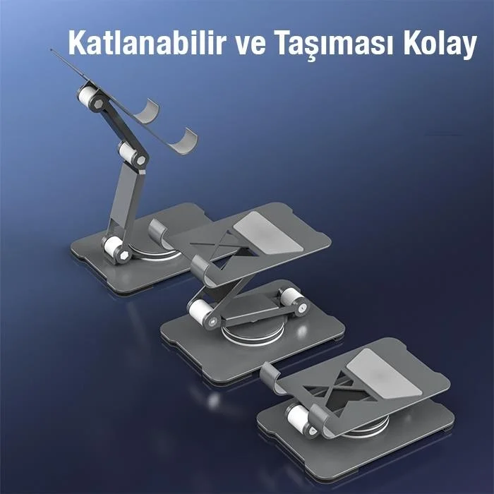 بولهاموبيل Polham 360 Degree Rotatable Height and Angle Adjustable Foldable Tablet, Phone Stand, Durable