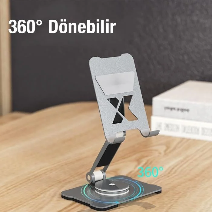 بولهاموبيل Polham 360 Degree Rotatable Height and Angle Adjustable Foldable Tablet, Phone Stand, Durable