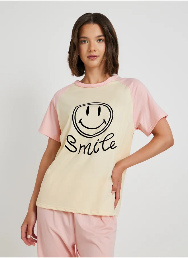 تايك تو Take Two Graphic Print T-Shirt and Pyjama Set