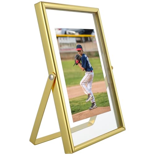 AhaGo Gold Floating Frame 4x6 Vertical For Picture 35x5 2x3 1x2 Small Tabletop Photo Frame Classy Gift For Kids on Birthday - Image 1