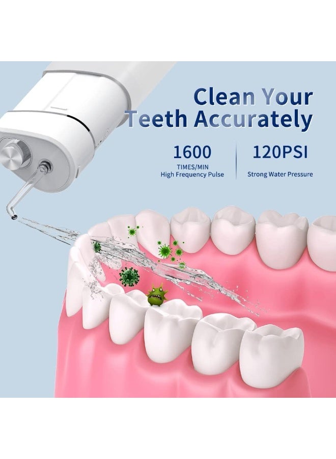 SYOSI Portable Water Flosser, Travel Size Picks for Teeth Cleaning Cordless, Dental Flosser Teeth Cleaner with 7 Jet Tips, Braces Kit, Dental Care, Telescopic Tank, 3 Modes IPX7 Waterproof - Image 3