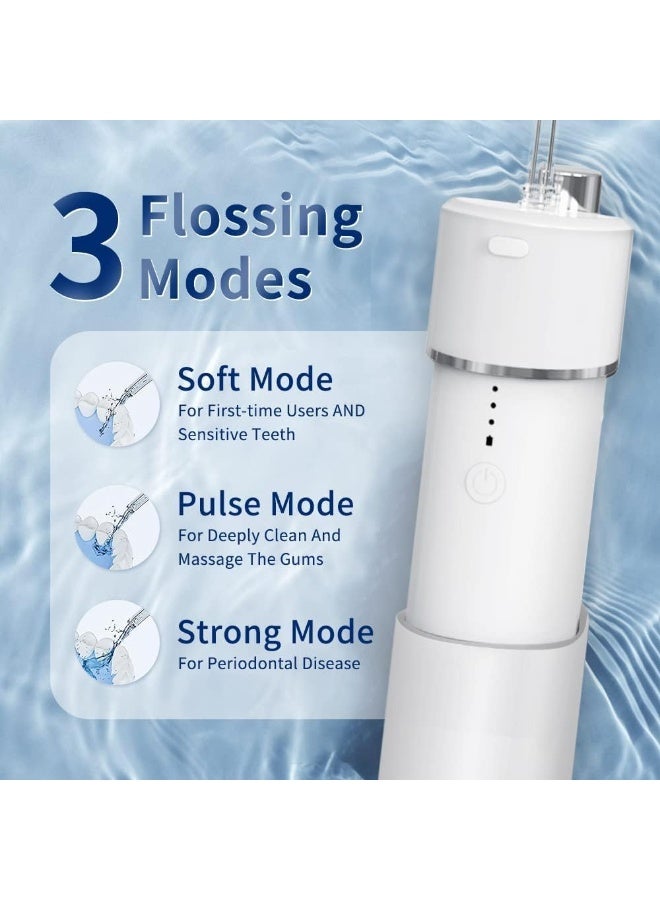 SYOSI Portable Water Flosser, Travel Size Picks for Teeth Cleaning Cordless, Dental Flosser Teeth Cleaner with 7 Jet Tips, Braces Kit, Dental Care, Telescopic Tank, 3 Modes IPX7 Waterproof - Image 2