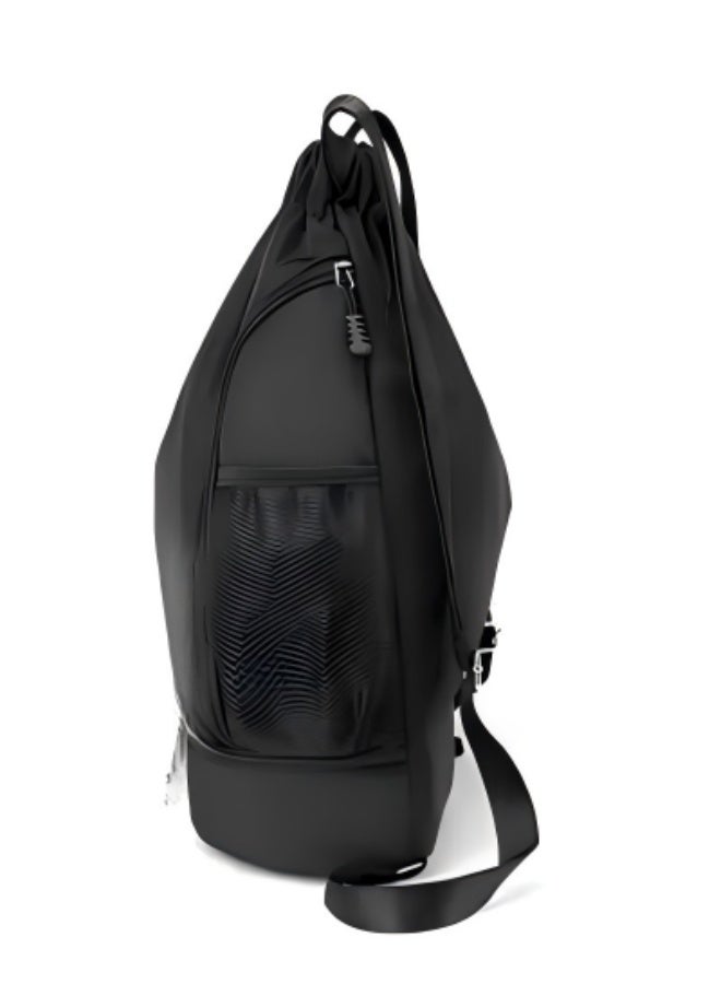 Sports Backpacks Large Capacity Drawstring Lightweight and Waterproof Convenient String Swim Gym Bag with Shoes Compartment and Wet Proof Pocket for Kids WomenMen (Black) - Image 3