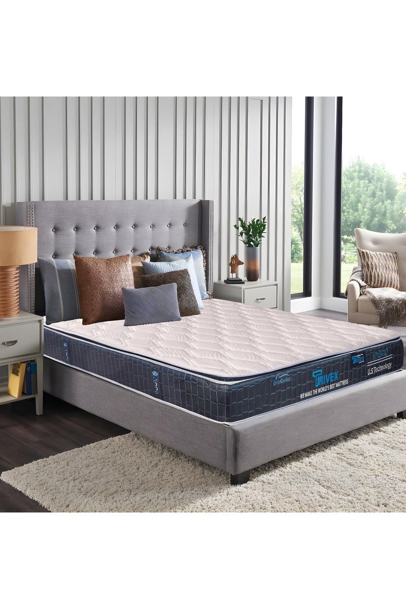 TRIVEX King Size Bonnell Springs Mattress, Pillow Top 30cm Thick Mattress with Gel Memory Foam & PU Foam, High-Knitted Anti-Bacterial 450 GSM Fire-Retardant Fabric, Durable & Comfortable (180 x 200 x 30) - Image 1