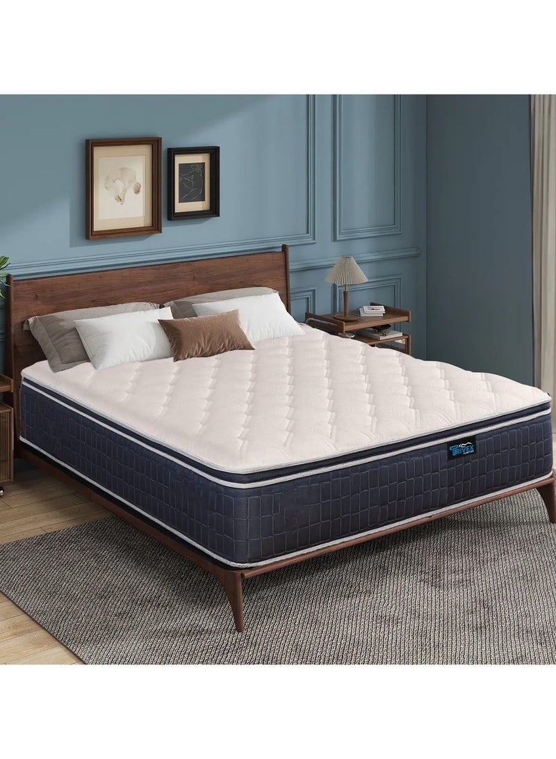 TRIVEX King Size Mattress Bonnell Springs Mattress Pillow Top 30cm Thick King Mattress with Gel Memory Foam Mattress PU Foam High-Knitted Anti-Bacterial 450 GSM Fire-Retardant Fabric Durable & Comfortable Mattress 180×200 - Image 1
