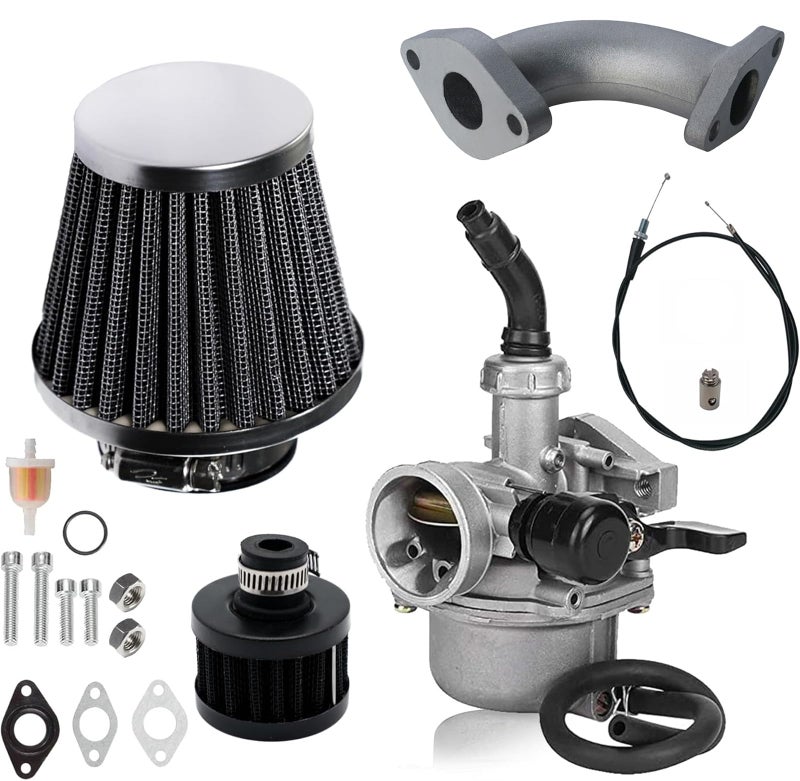 JMCHstore Stage 2 Kit Curved Manifold Racing Performance Slide intake pipe Carb for lifan 79cc 105cc Engine Phatmoto Gas Bike Monster Mega Moto MM80 for Coleman B100 Motovox MBX10 Baja DB30 Mini Bike - Image 2
