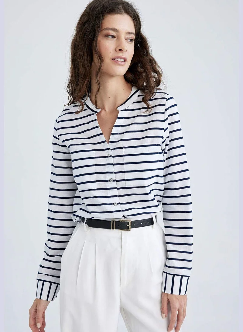 DeFacto Relaxed Fit Striped Poplin Shirt