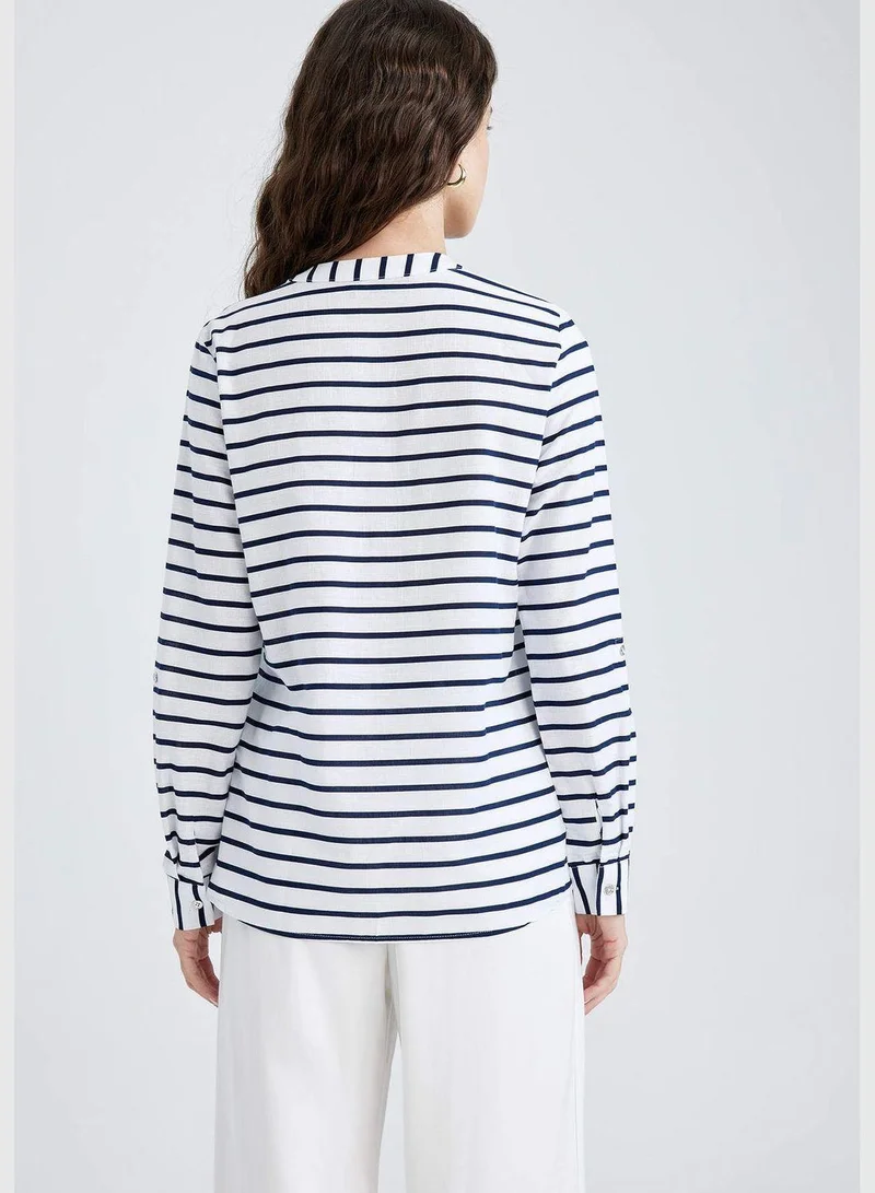 DeFacto Relaxed Fit Striped Poplin Shirt