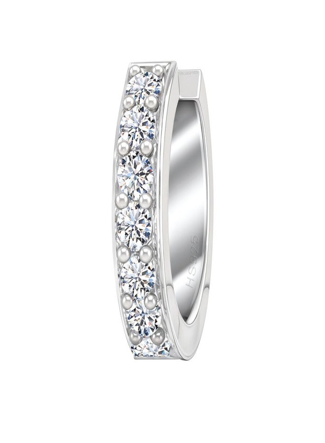 HIGHSPARK 925 Silver Men's Single Line Studded Earring | 92.5 Sterling Silver and Diamond like Brilliance Zirconia | Single Hoop for Men | Lovely Gift - Image 1