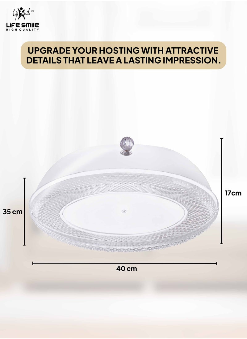 Life Smile Acrylic Cake Serving Tray with Cover - Spill-Proof Oval Decorative Plexiglass Tray for Appetizers, Sweets, Fruit, and Bread for Home & Office  - Image 3
