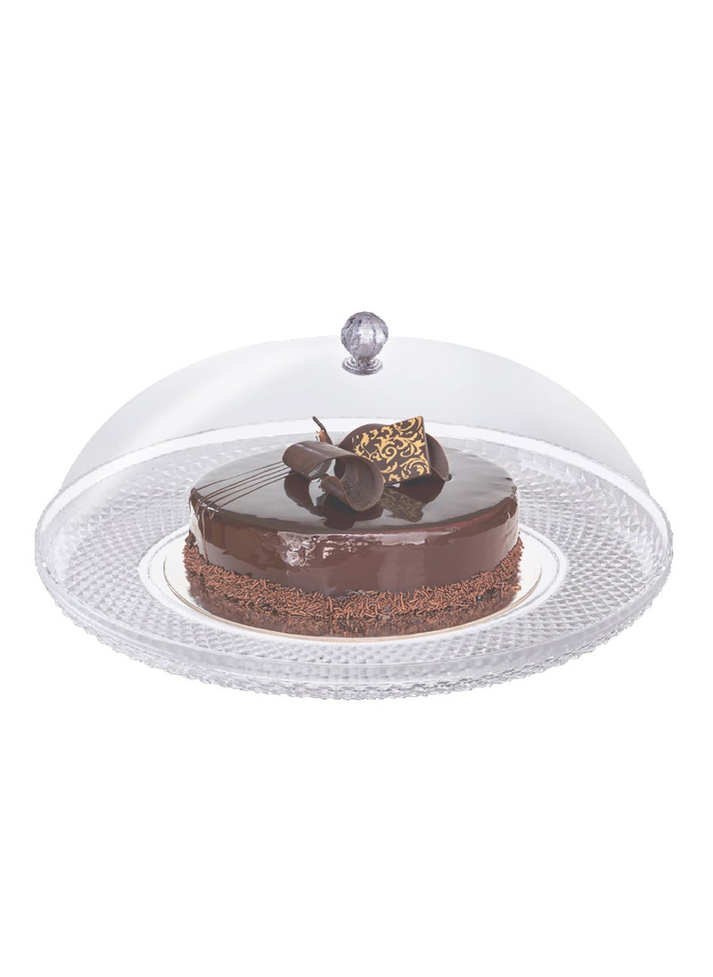 Life Smile Acrylic Cake Serving Tray with Cover - Spill-Proof Oval Decorative Plexiglass Tray for Appetizers, Sweets, Fruit, and Bread for Home & Office  - Image 1
