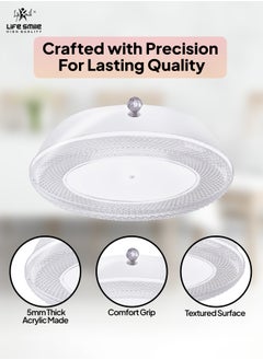 Life Smile Acrylic Cake Serving Tray with Cover - Spill-Proof Oval Decorative Plexiglass Tray for Appetizers, Sweets, Fruit, and Bread for Home & Office  - Image 5