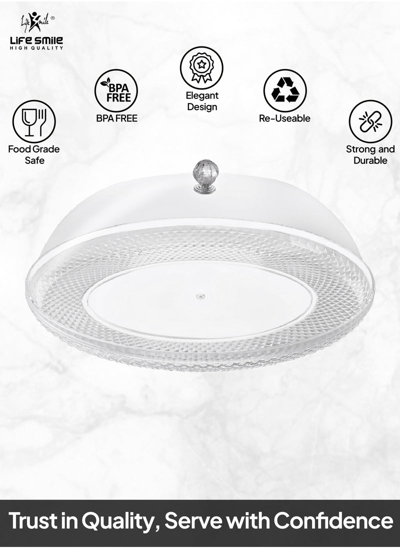 Life Smile Acrylic Cake Serving Tray with Cover - Spill-Proof Oval Decorative Plexiglass Tray for Appetizers, Sweets, Fruit, and Bread for Home & Office  - Image 2