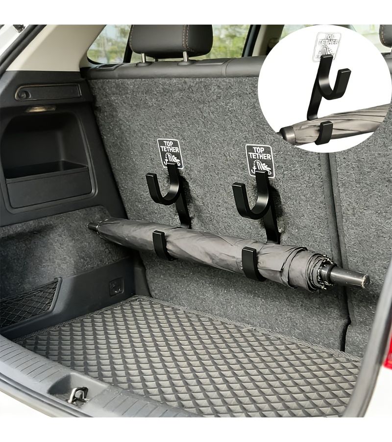 Universal Trunk Umbrella Hook Black Easy Install Space Saving For Cars - Image 2