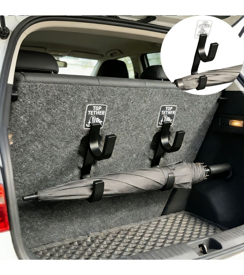 Universal Trunk Umbrella Hook Black Easy Install Space Saving For Cars - Image 4