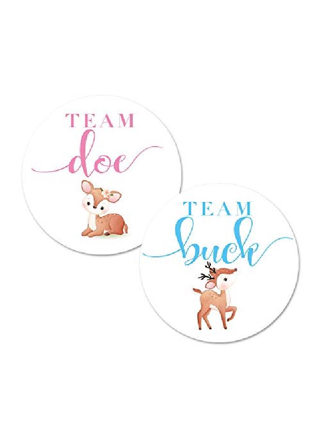 MAGJUCHE Deer Gender Reveal Stickers 2Inch 40 Team Doe Team Buck Baby Shower Party Sticker Labels Favor Decorations - Image 1