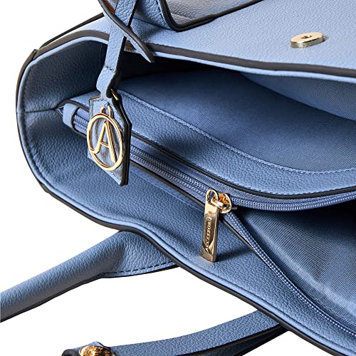 Accessorize London Women's Blue Faux Leather Multi Function Workbag| Spacious Compartment| Latest| Fit for Office Bag, College, Travel Use. - Image 4