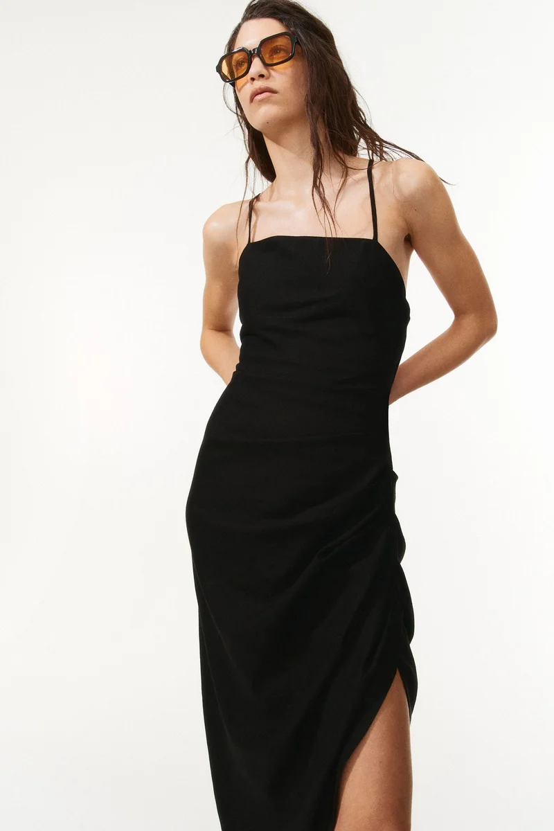 اتش اند ام فستان منسدل من مزيج الكتان